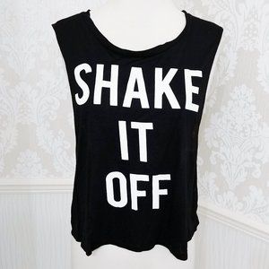 NWT Shake It Off Cropped Graphic Tank Top Black and White Juniors Medium